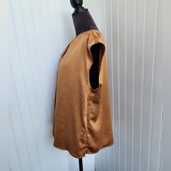 Nine West Brown Tan Womens Boho Sleeveless Satin Knot Detail Textured Top XL - Picture 5 of 13